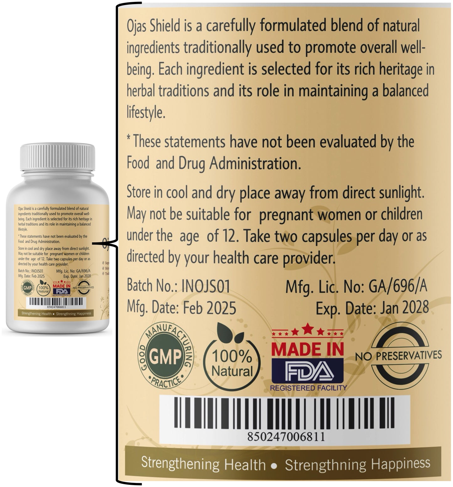 Ojas Shield - Supports Overall Wellness, Helps Maintain Vitality, Traditionally Used Herb for Balance – 60 Capsules (1 Month Supply)