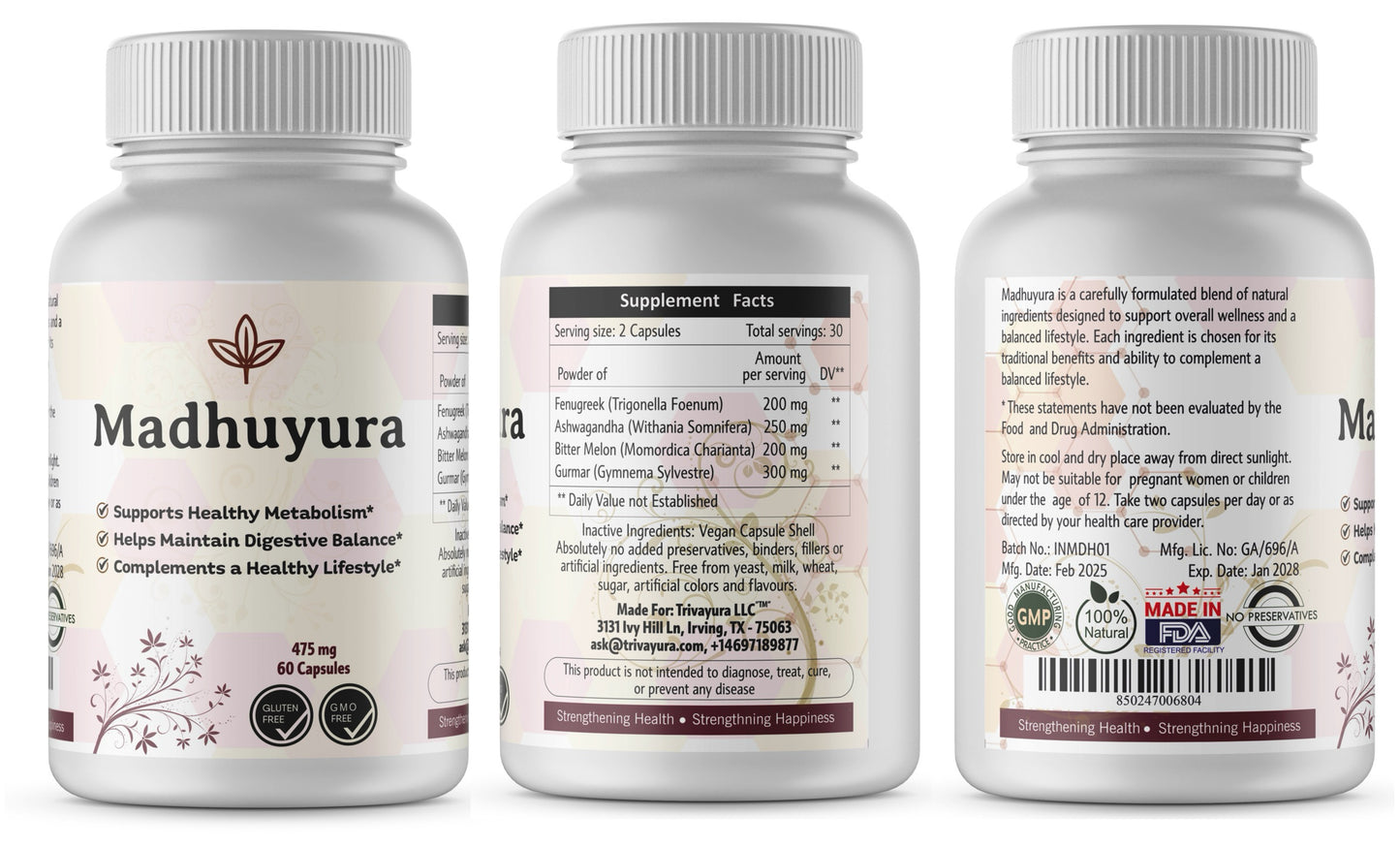 Madhuyura - Healthy metabolism & Digestive Wellness Supplements– 60 Capsules (1 Month Supply)
